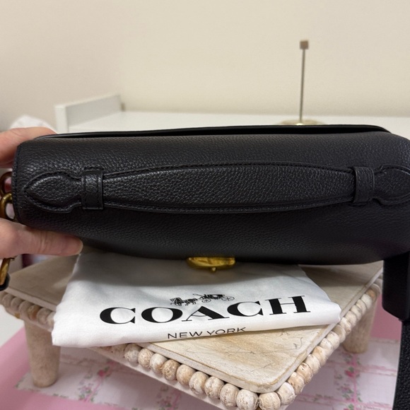 Coach Cassie Black Pebbled Leather Top-Handle Crossbody with Gold Turnlock - Picture 7 of 15